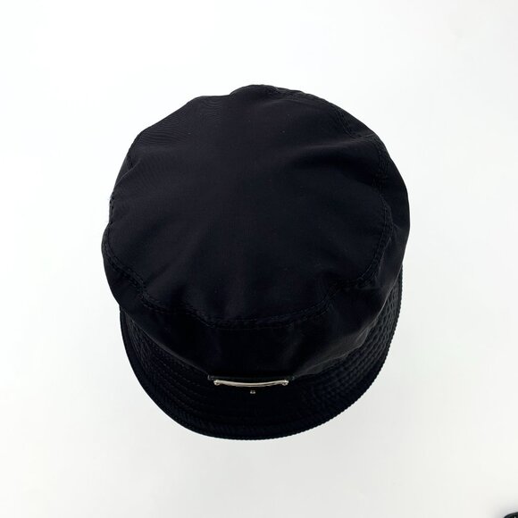 H12540 Prada Black Triangle Logo Cotton Bucket Hat Size S Hat Circumference 57cm main image 4